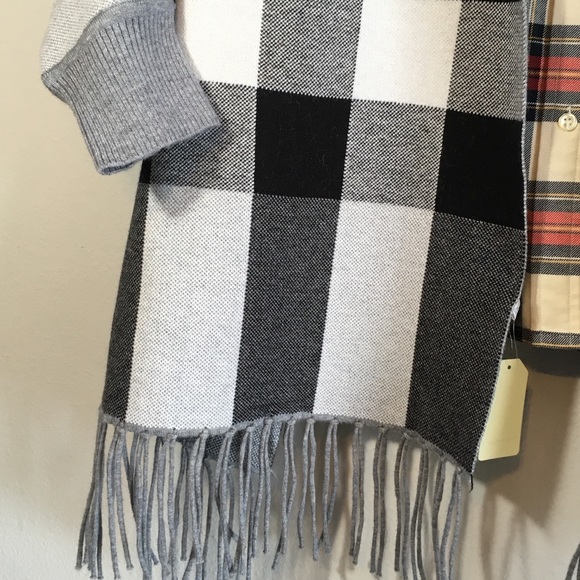 Plaid Sweater Cardigan Wrap Oversized Pattern - Picture 5 of 8